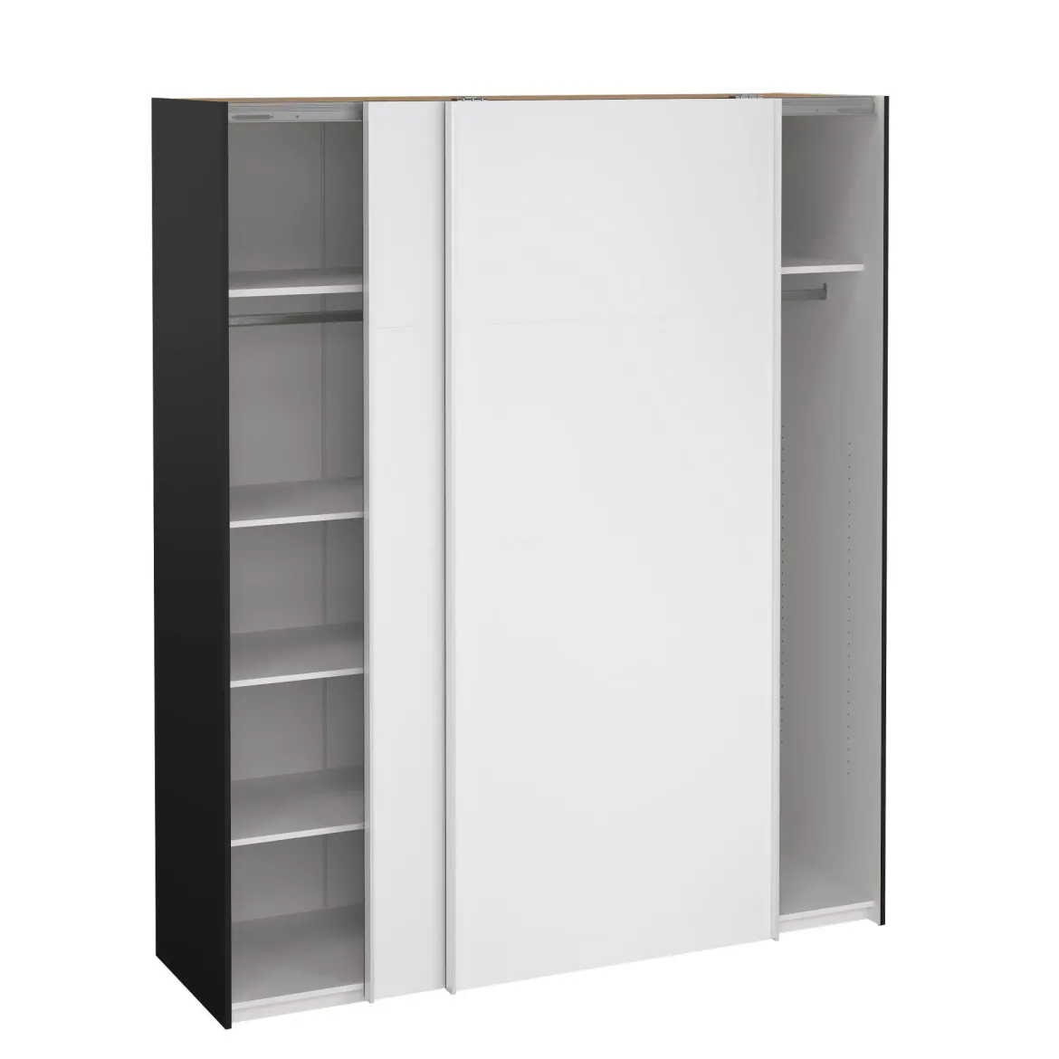 Guardaroba con appendiabiti nero e rovere 121x200h cm - Kammuri