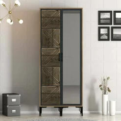 Guardaroba con appendiabiti noce e bianco 120x200h cm - Petroleuse
