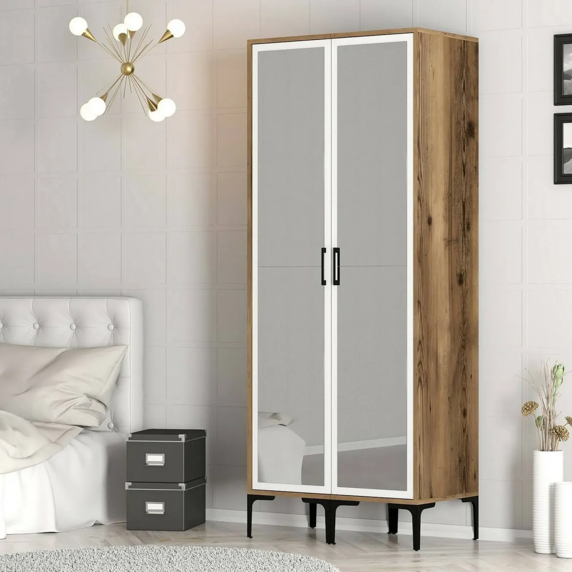 Guardaroba con appendiabiti quercia 81x180h cm - Appadu