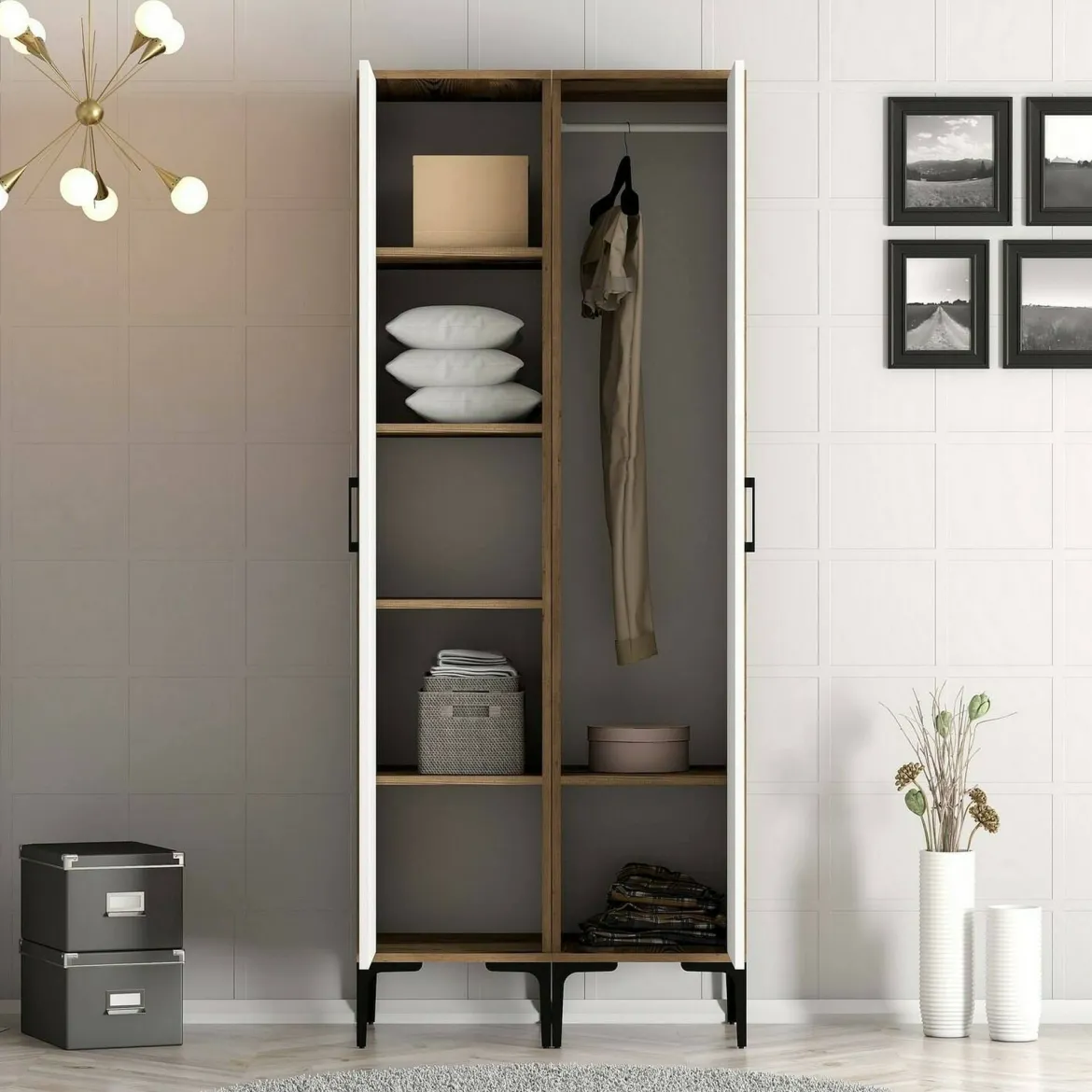 Guardaroba con appendiabiti quercia 81x180h cm - Appadu