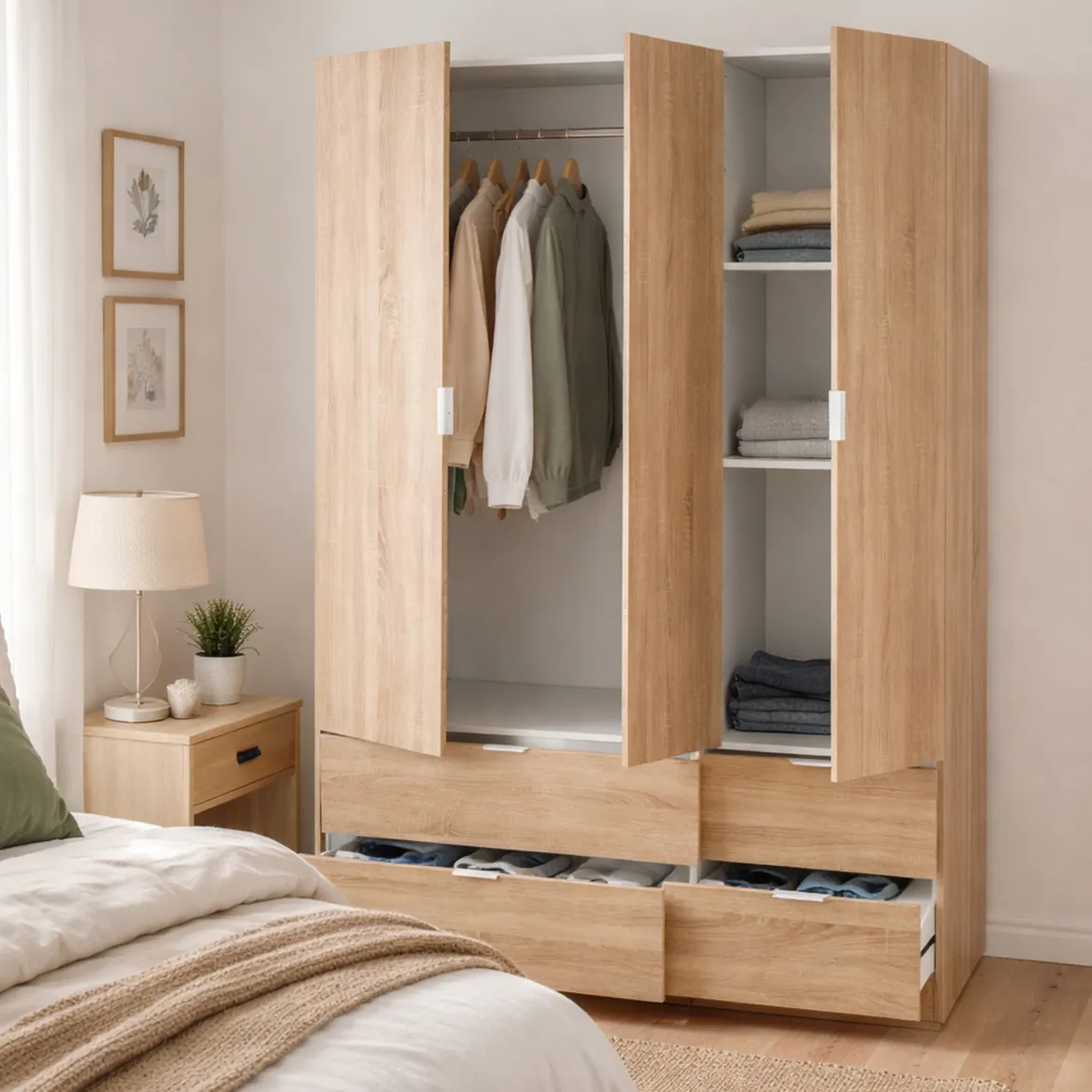 Guardaroba con appendiabiti rovere 150x200h cm - Zerbo