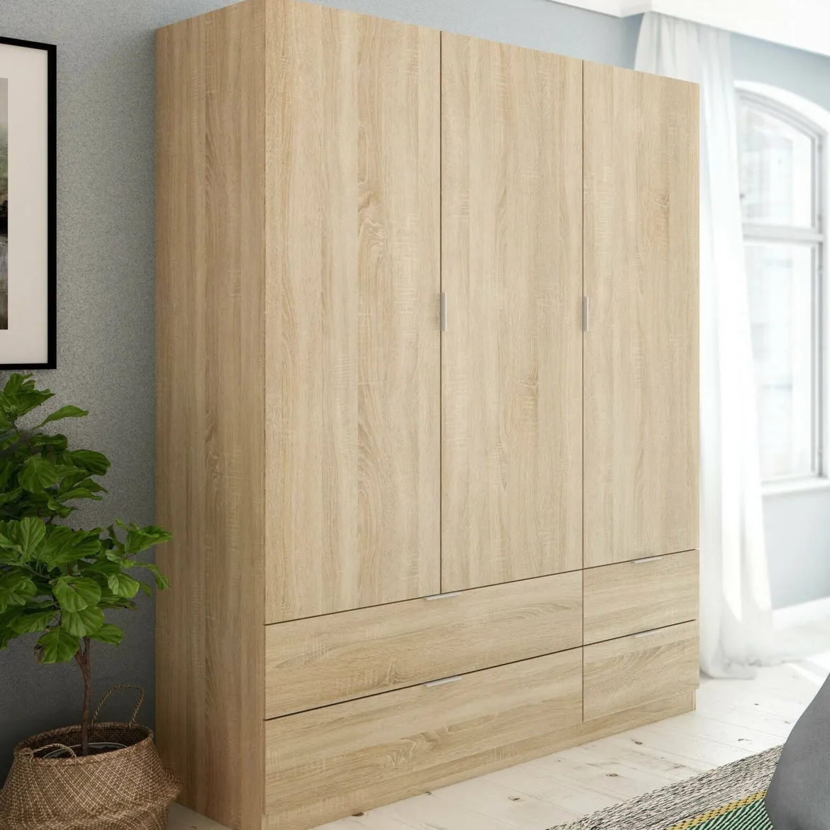Guardaroba con appendiabiti rovere 150x200h cm - Zerbo