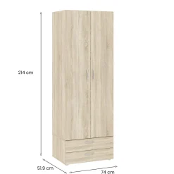 Guardaroba con appendiabiti rovere 74x214h cm - Buriasco