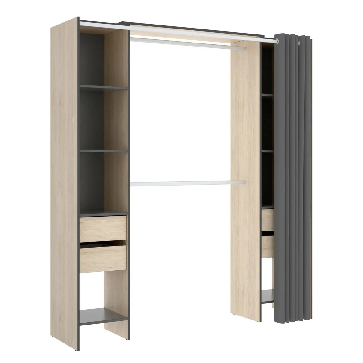Guardaroba con appendiabiti rovere e bianco 147x201h cm - Pyarr