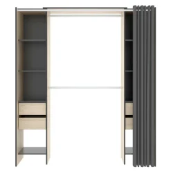 Guardaroba con appendiabiti rovere e bianco 147x201h cm - Pyarr