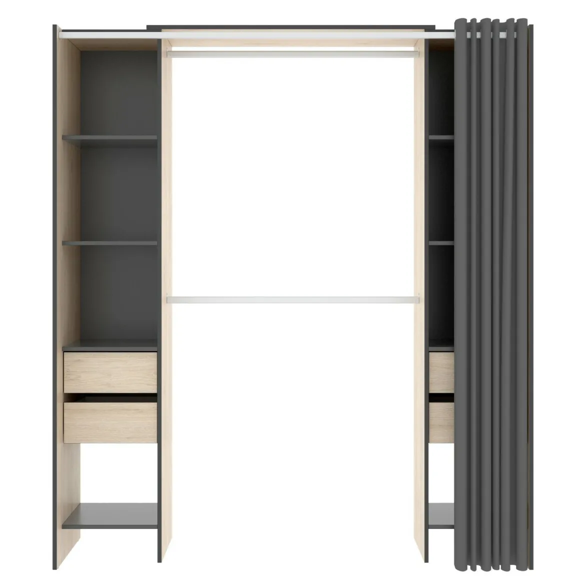 Guardaroba con appendiabiti rovere e bianco 147x201h cm - Pyarr