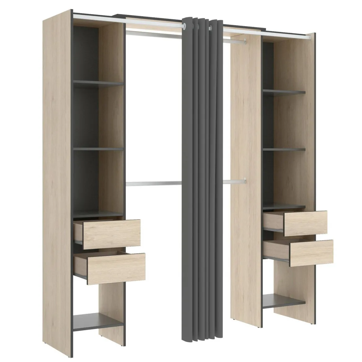 Guardaroba con appendiabiti rovere e bianco 147x201h cm - Pyarr