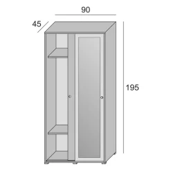 Guardaroba con appendiabiti rovere e bianco 90x195h cm - Abduhl