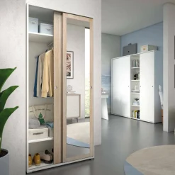 Guardaroba con appendiabiti rovere e bianco 90x195h cm - Abduhl