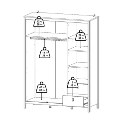 Guardaroba con cassetti nero 150x199h cm - Rufina