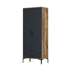 Guardaroba con cassetti noce e antracite 80x200h cm - Doriana