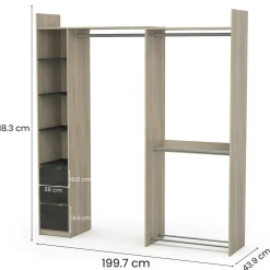 Guardaroba con cassetti rovere 199x218h cm - Battuda