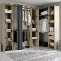 Guardaroba con ripiani regolabili antracite e rovere 234x205h cm - Dindo