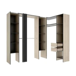 Guardaroba con ripiani regolabili antracite e rovere 234x205h cm - Dindo
