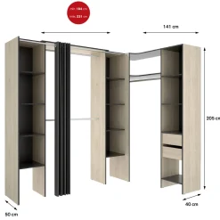 Guardaroba con ripiani regolabili antracite e rovere 234x205h cm - Dindo