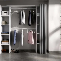 Guardaroba con ripiani regolabili bianco e grigio 180x205h cm - Acron