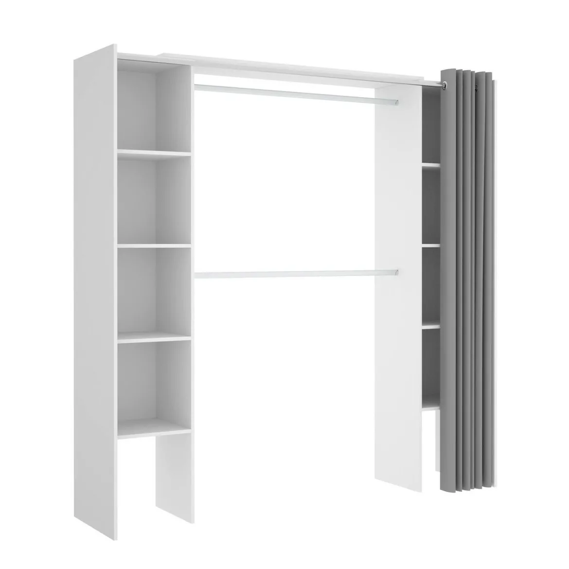 Guardaroba con ripiani regolabili bianco e grigio 180x205h cm - Acron