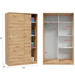 Guardaroba con ripiani regolabili rovere e antracite 160x205h cm - Arim