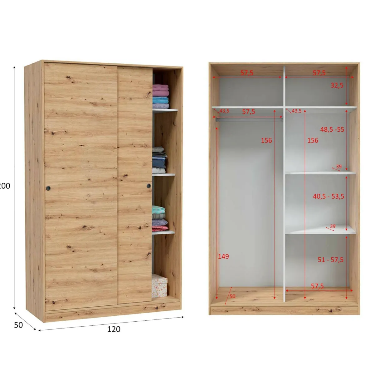 Guardaroba con ripiani regolabili rovere e antracite 160x205h cm - Arim