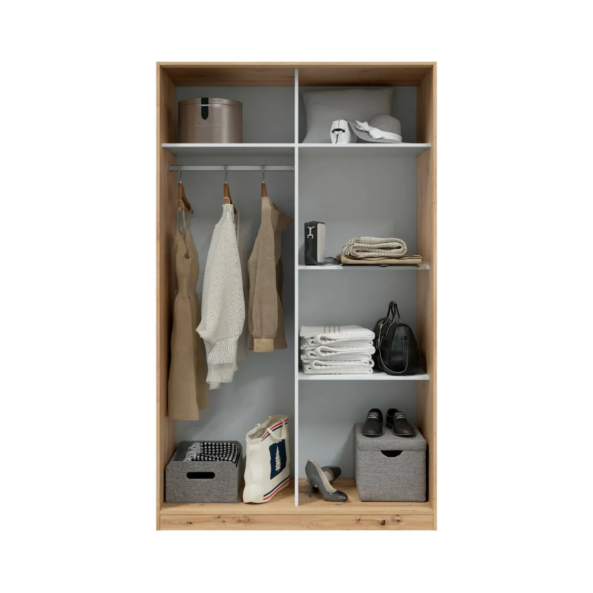 Guardaroba con ripiani regolabili rovere e antracite 160x205h cm - Arim