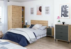 Guardaroba con ripiani regolabili rovere e antracite 160x205h cm - Arim