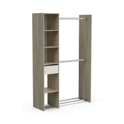 Guardaroba con ripiani regolabili rovere e bianco opaco 118x183h cm - Floriana