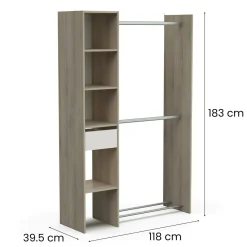 Guardaroba con ripiani regolabili rovere e bianco opaco 118x183h cm - Floriana