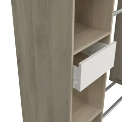 Guardaroba con ripiani regolabili rovere e bianco opaco 118x183h cm - Floriana