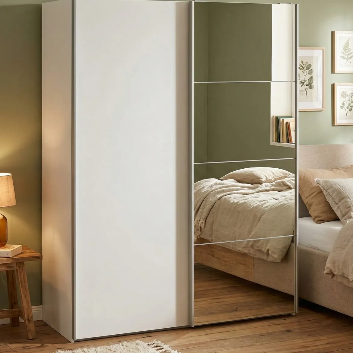 Guardaroba con specchio bianco lucido 150x200h cm - Seraphine