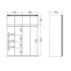 Guardaroba con specchio bianco lucido 150x200h cm - Seraphine
