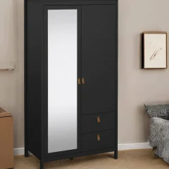 Guardaroba con specchio nero 102x199h cm - Lagertha