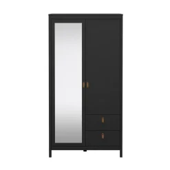 Guardaroba con specchio nero 102x199h cm - Lagertha