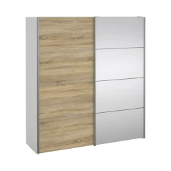 Guardaroba con specchio quercia e bianco lucido 181x200h cm - Astrolabio