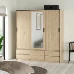 Guardaroba con specchio rovere 181x200h cm - Ljalkova