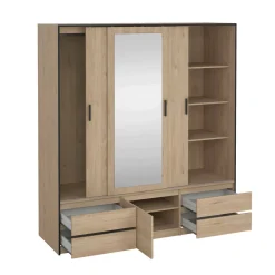 Guardaroba con specchio rovere 181x200h cm - Ljalkova