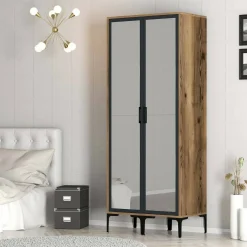 Guardaroba design noce e antracite 80x200h cm - Bagnone