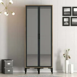 Guardaroba design noce e antracite 80x200h cm - Bagnone