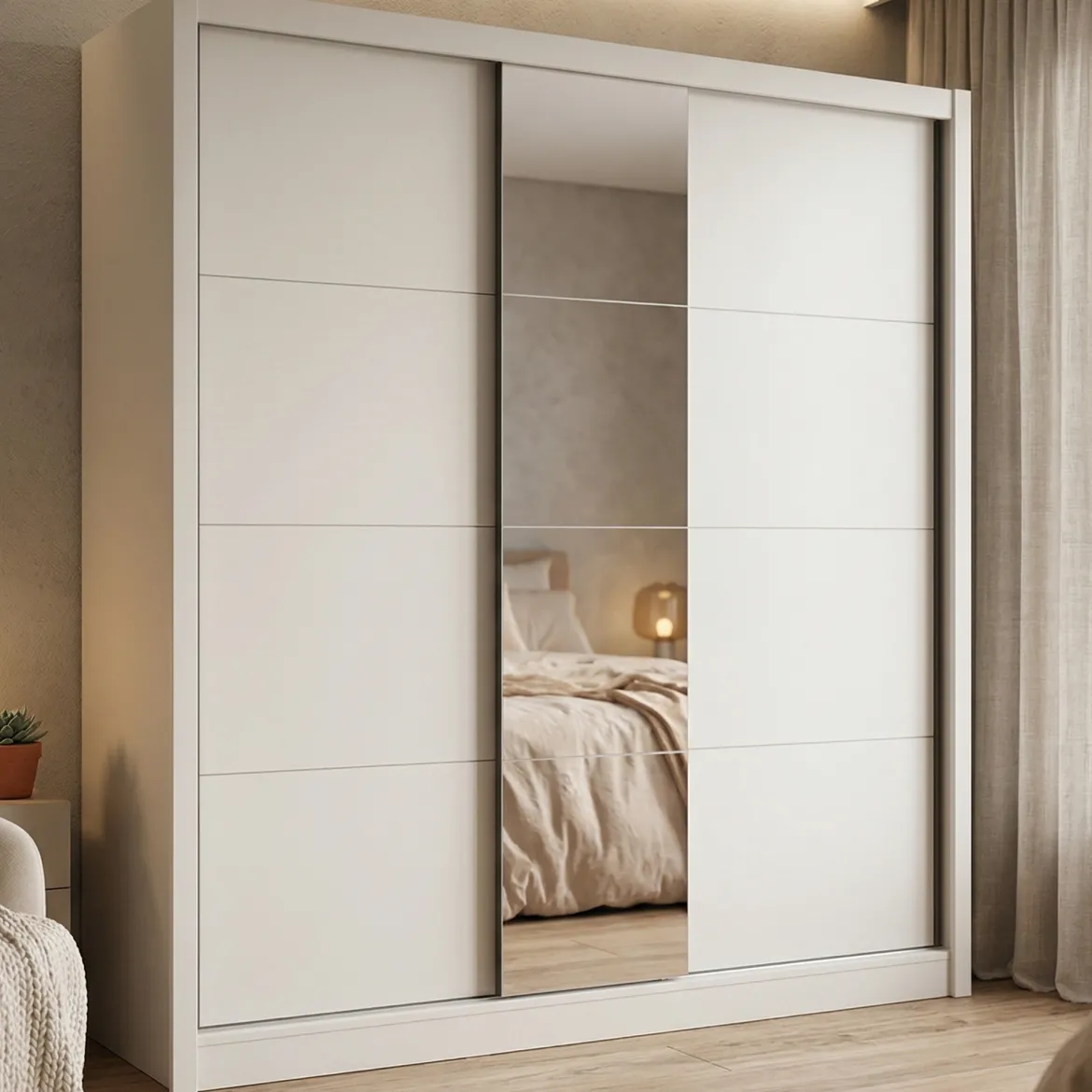 Guardaroba Grande Bianco Beige Nero Appendiabiti 8 Ripiani 251x215.5h cm, 12 Vani - Pedavena
