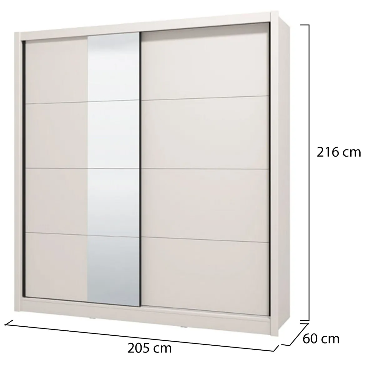 Guardaroba Grande Bianco Beige Nero Appendiabiti 8 Ripiani 251x215.5h cm, 12 Vani - Pedavena