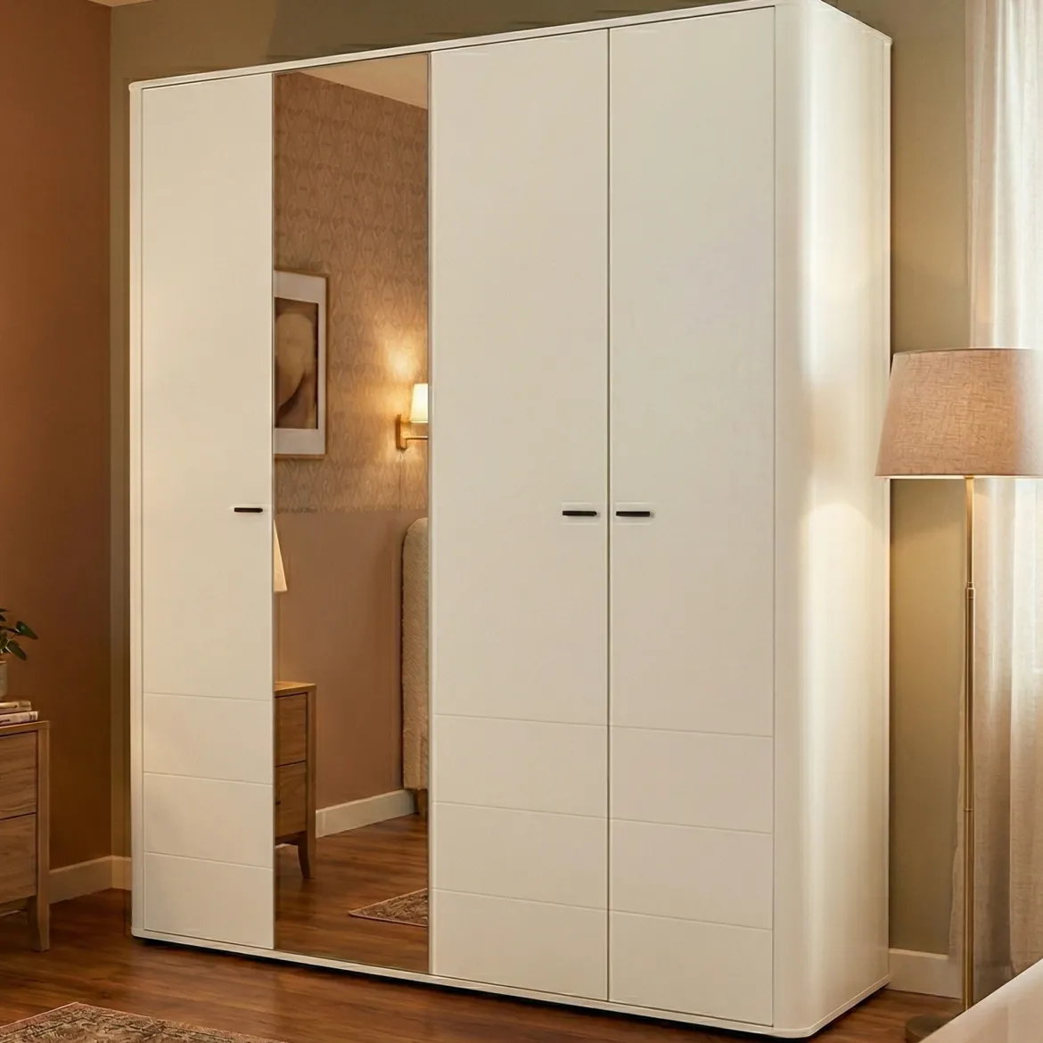 Guardaroba Grande Bianco Crema 2 Ripiani Appendiabiti 245x217.5h cm, 2 Ante - Salemi