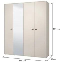 Guardaroba Grande Bianco Crema 2 Ripiani Appendiabiti 245x217.5h cm, 2 Ante - Salemi