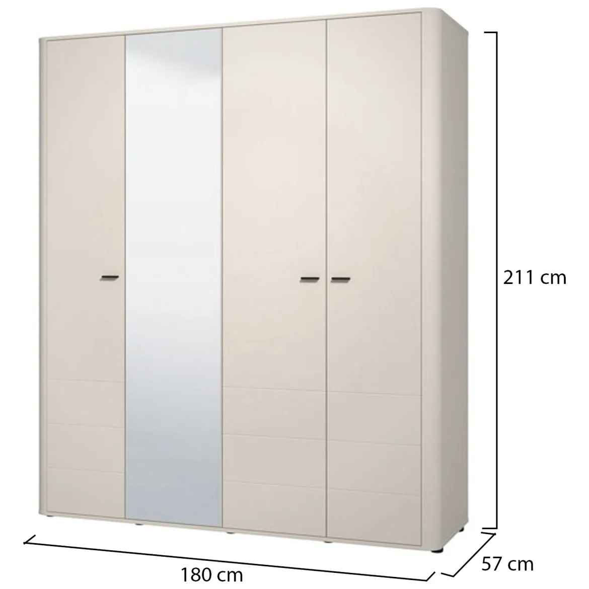 Guardaroba Grande Bianco Crema 2 Ripiani Appendiabiti 245x217.5h cm, 2 Ante - Salemi