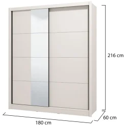 Guardaroba Grande Bianco Crema 6 Ripiani Appendiabiti 224.5x210.5h cm, 9 Vani - Orsogna