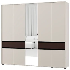 Guardaroba Grande Bianco Crema Marrone Noce 2 Cassetti 7 Ripiani 228x211h cm, Appendiabiti - Ubud