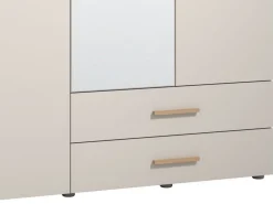 Guardaroba Grande Bianco Crema Marrone Rovere Nodi 2 Cassetti 4 Ripiani 179x226.5h cm, Appendiabiti - Merlino