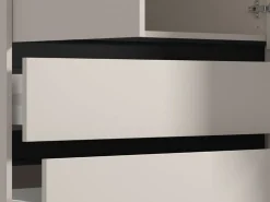 Guardaroba Grande Bianco Crema Nero 4 Ripiani un Cassetto 182.5x210.5h cm, Appendiabiti - Rifreddo