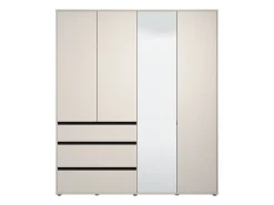 Guardaroba Grande Bianco Crema Nero 4 Ripiani un Cassetto 182.5x210.5h cm, Appendiabiti - Rifreddo