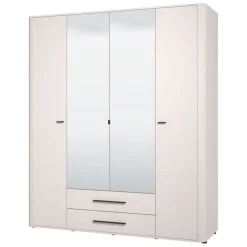 Guardaroba Grande Bianco Crema Nero 9 Ripiani 2 Cassetti 179.5x210.5h cm, Appendiabiti - Taburno