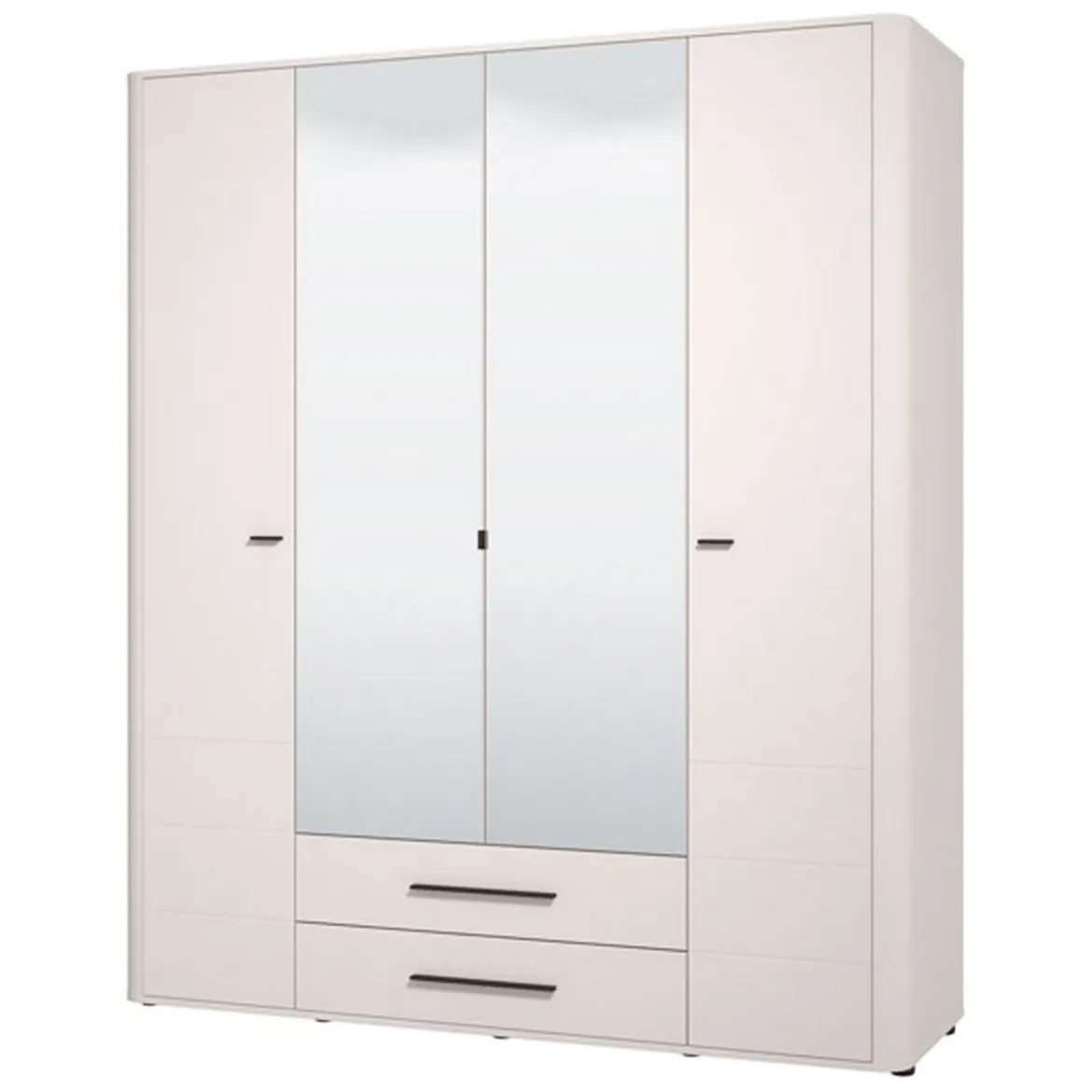 Guardaroba Grande Bianco Crema Nero 9 Ripiani 2 Cassetti 179.5x210.5h cm, Appendiabiti - Taburno