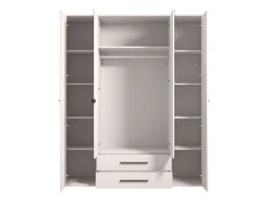 Guardaroba Grande Bianco Crema Nero 9 Ripiani 2 Cassetti 179.5x210.5h cm, Appendiabiti - Taburno